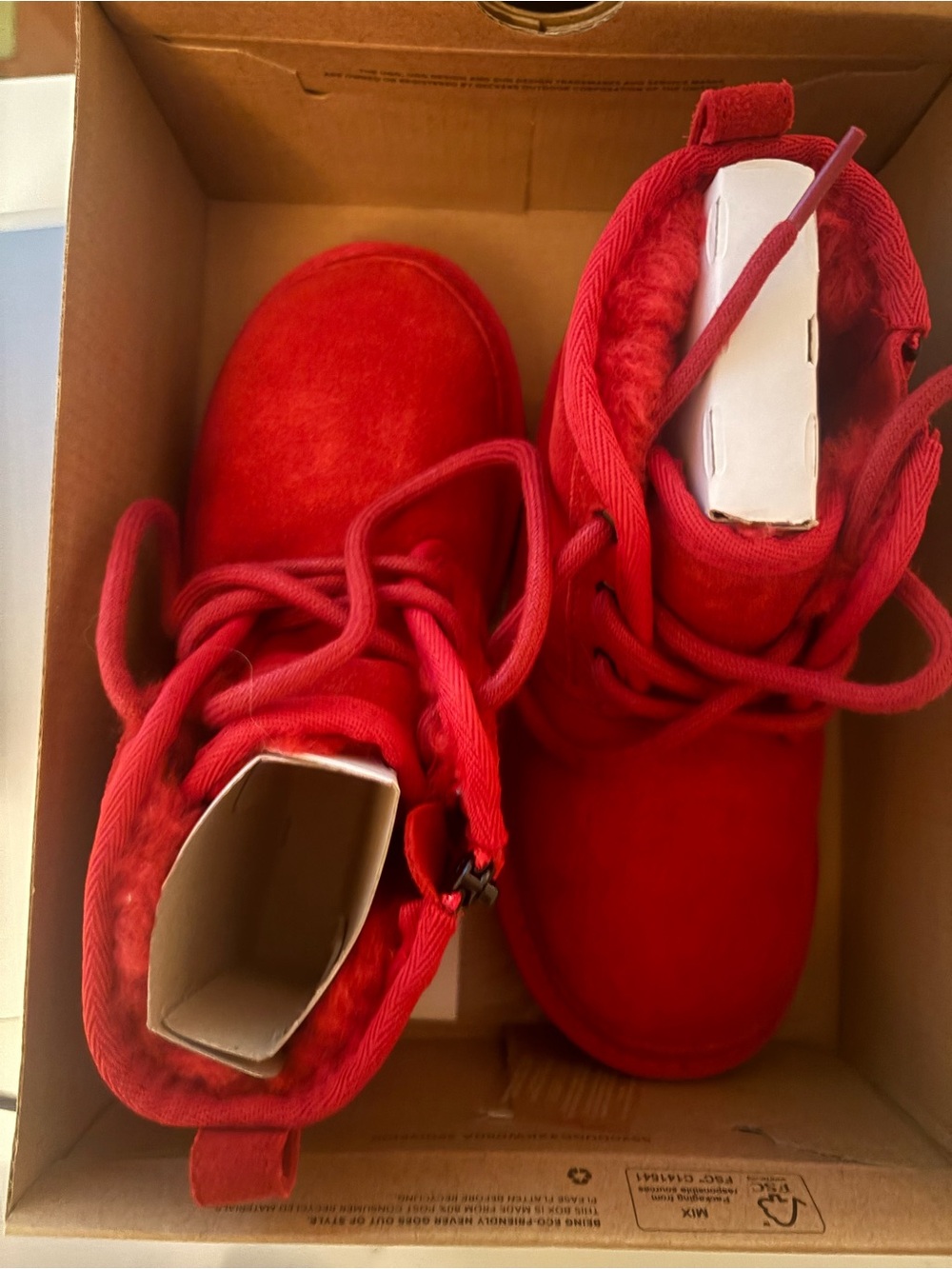 UGG Kids Bright Red Lace-Up Winter Boots Neumel II